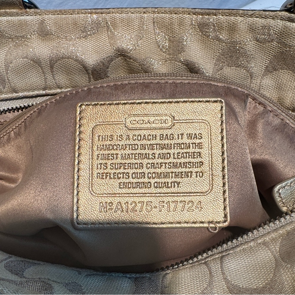 Coach Beige Signature Shoulder Bag - Picture 10 of 16